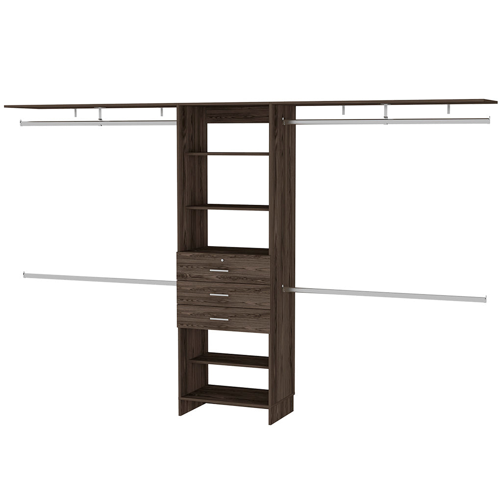 Brown Particle Board 3-Drawer Closet System 118" W