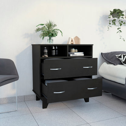 Wenge Particle Board Dresser with Drawers and Shelves for Bedroom