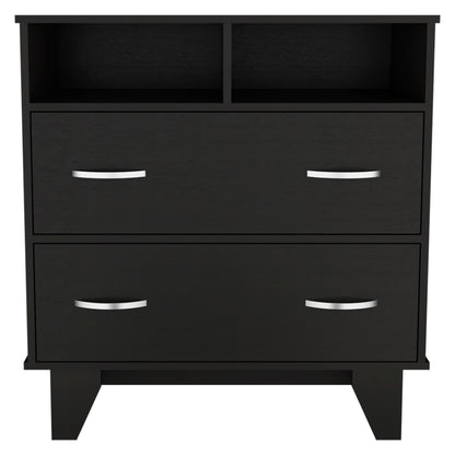 Wenge Particle Board Dresser with Drawers and Shelves for Bedroom