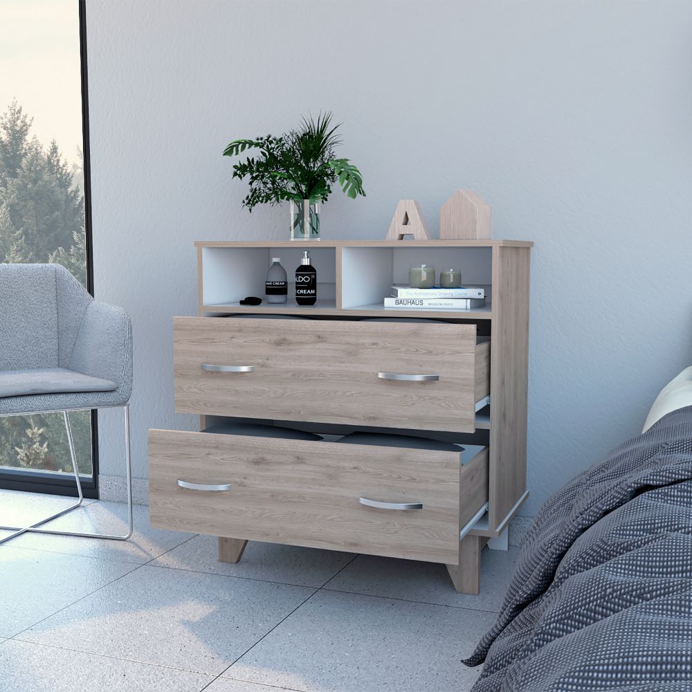 Light Gray 2-Drawer Dresser - 31.5" Wide for Bedroom