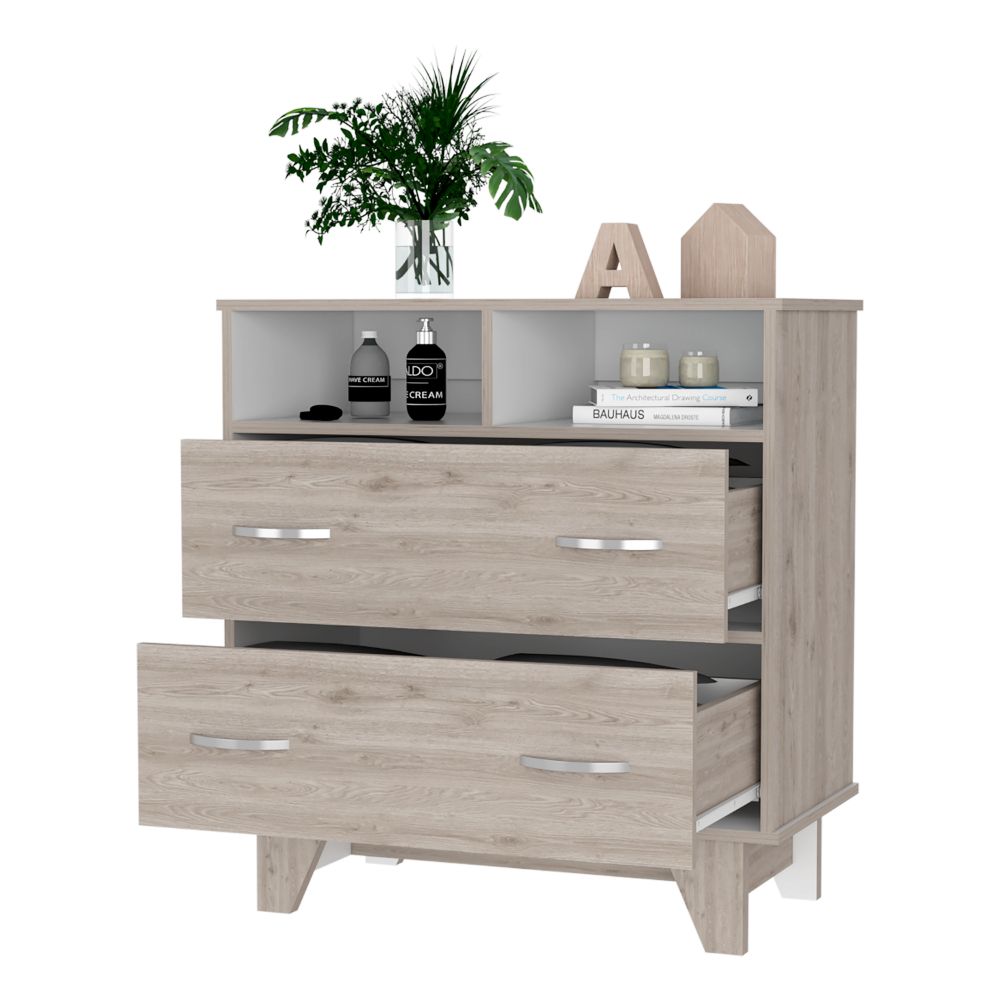 Light Gray 2-Drawer Dresser - 31.5" Wide for Bedroom