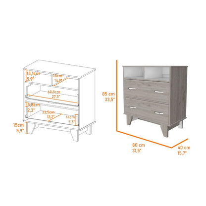 Light Gray 2-Drawer Dresser - 31.5" Wide for Bedroom