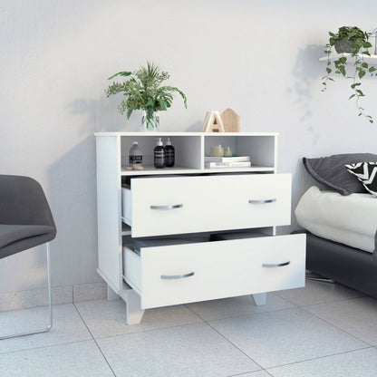 White 2-Drawer Dresser with 2 Shelves - 31.5" W