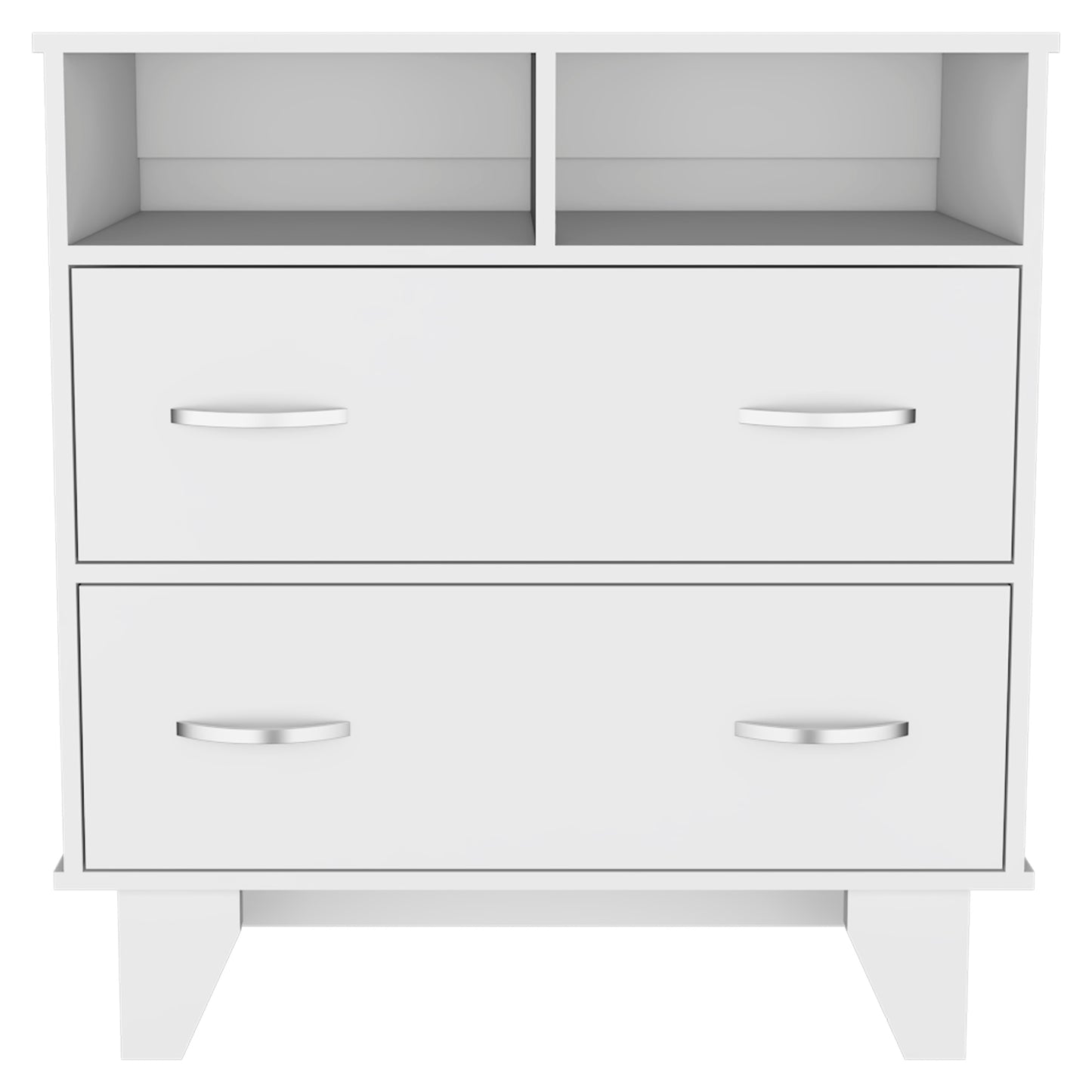 White 2-Drawer Dresser with 2 Shelves - 31.5" W