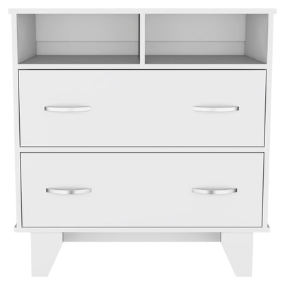 White 2-Drawer Dresser with 2 Shelves - 31.5" W
