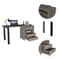 Light Gray 2-Drawer Writing Desk with Shelves for Home Office
