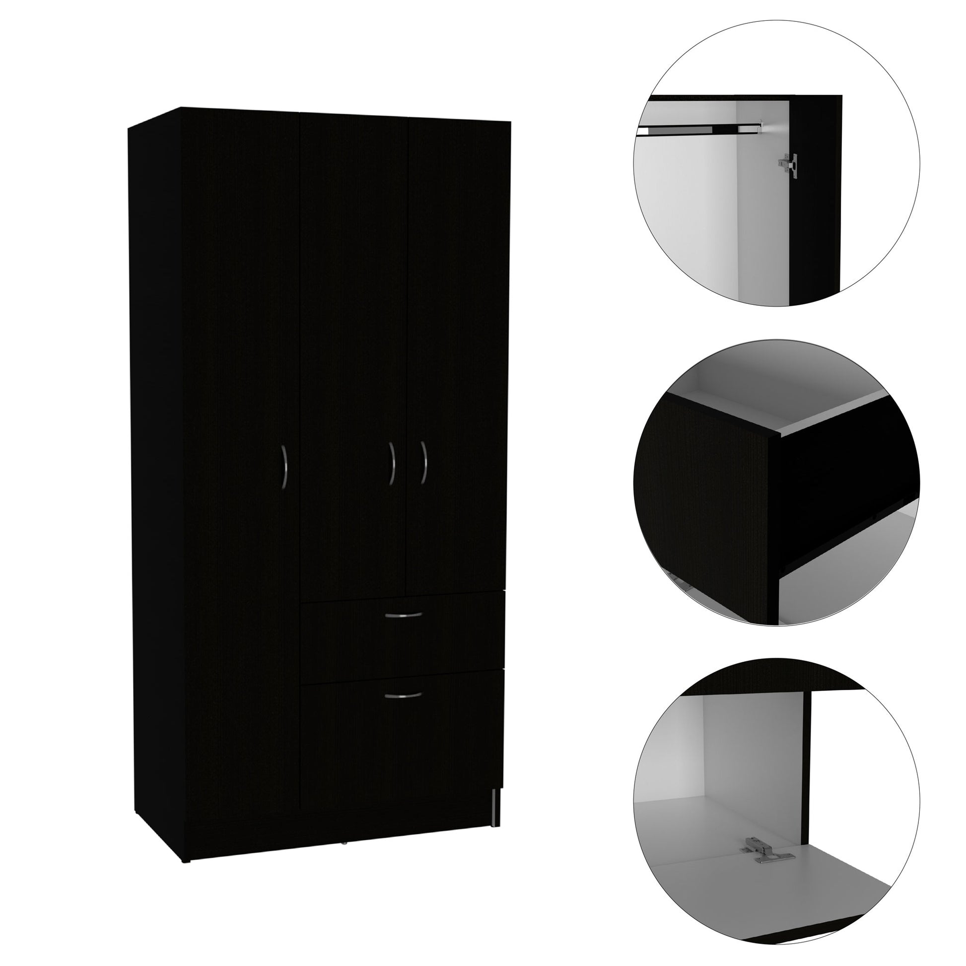 Meredith 1-Drawer Armoire - Wenge & White Dressers, Chests & Wardrobes
