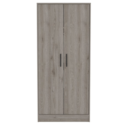 Light Gray Rectangle Armoire - Storage & Hanging Rod