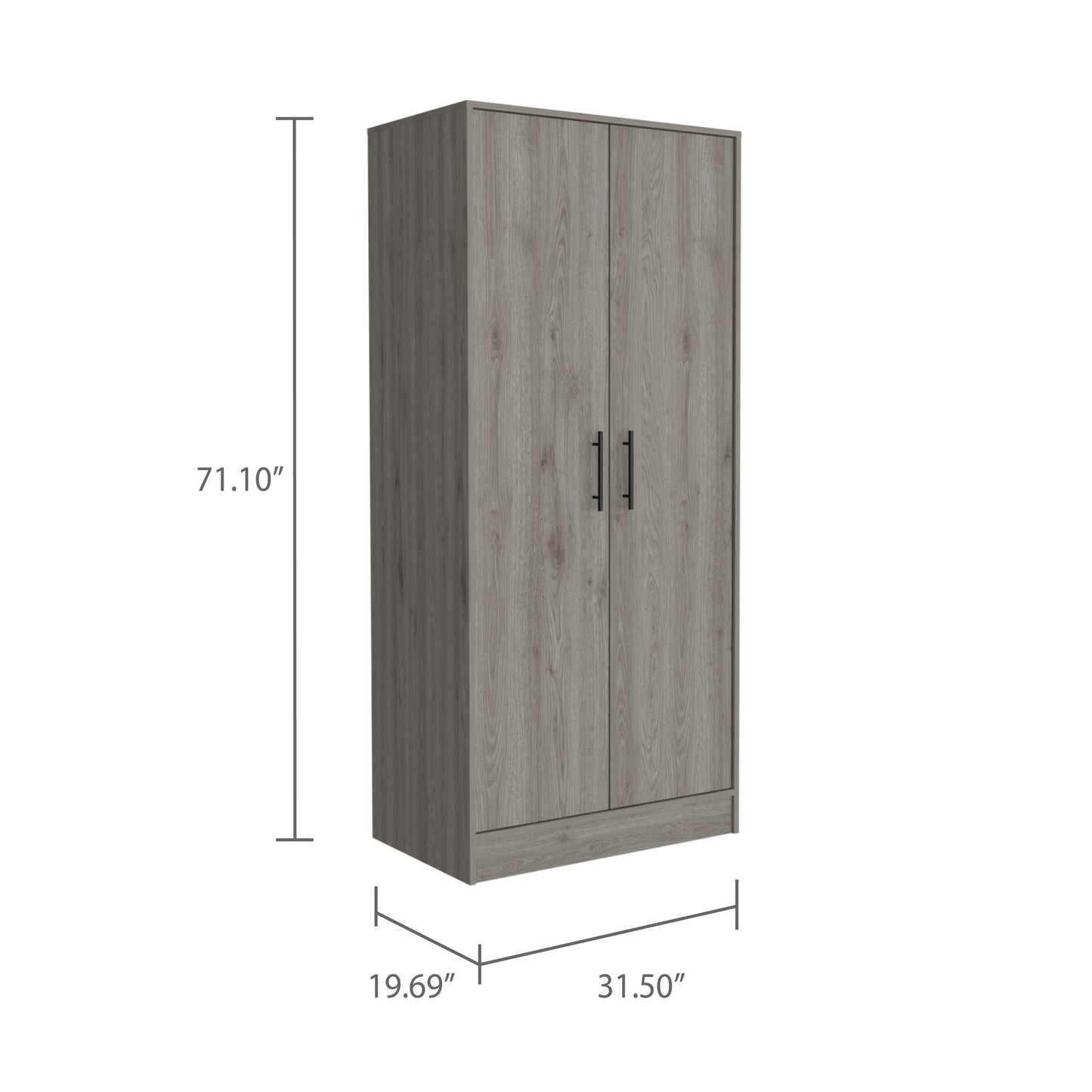 Light Gray Rectangle Armoire - Storage & Hanging Rod