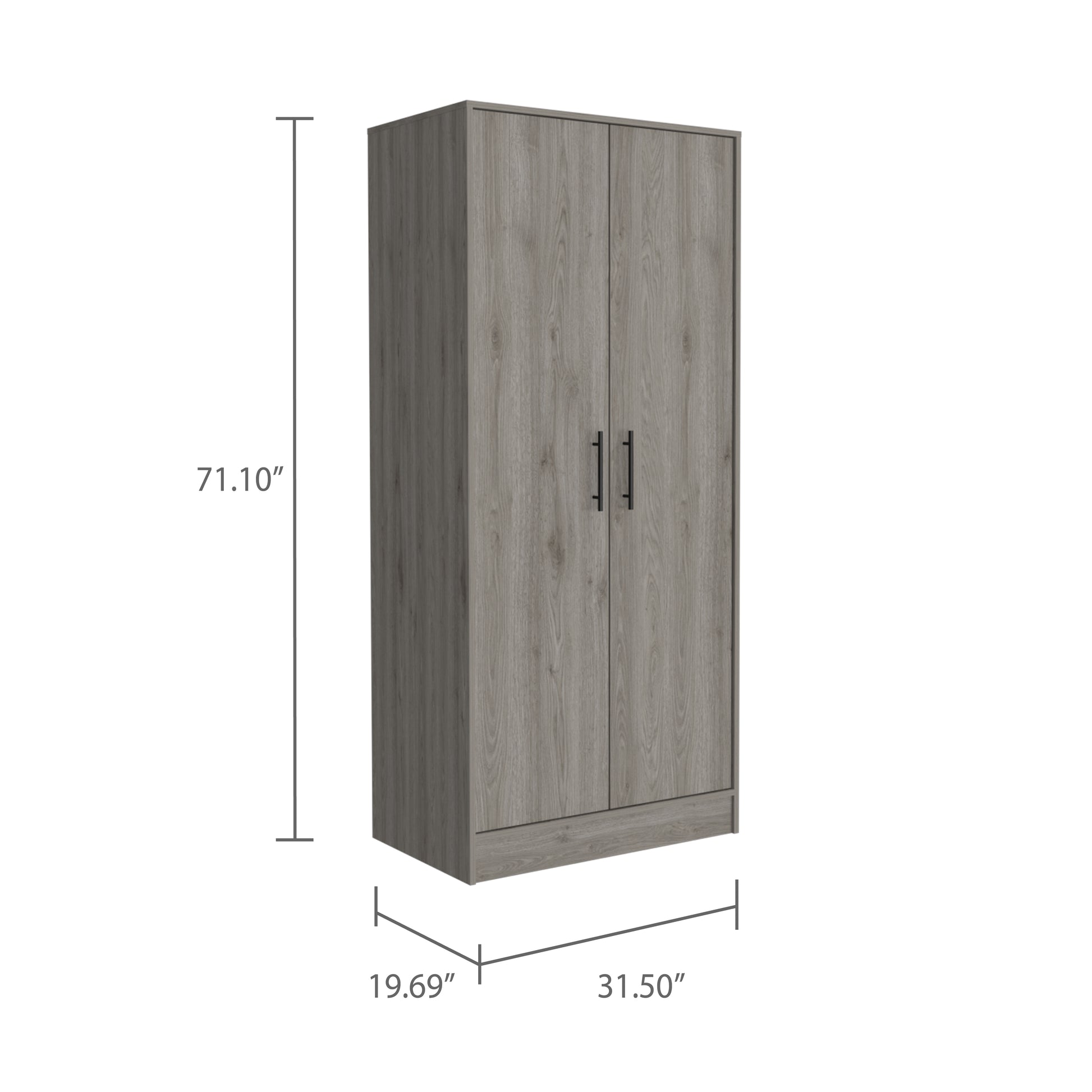 Light Gray Rectangle Armoire - Storage & Hanging Rod