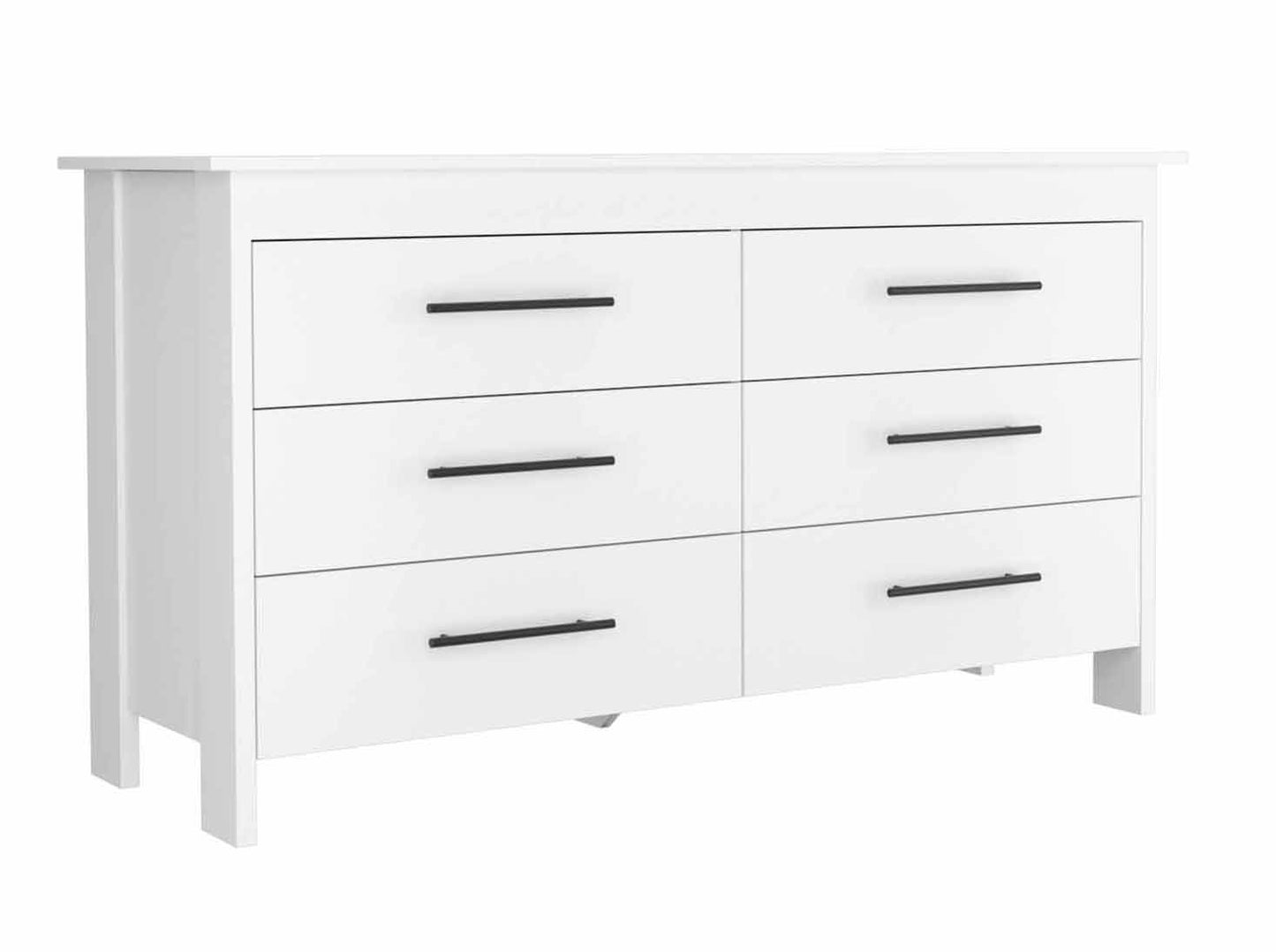 White Rectangle Dresser - 6 Spacious Drawers