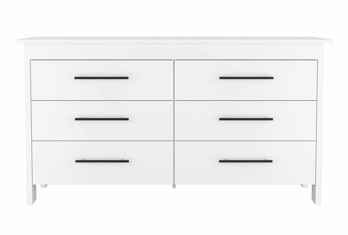 White Rectangle Dresser - 6 Spacious Drawers