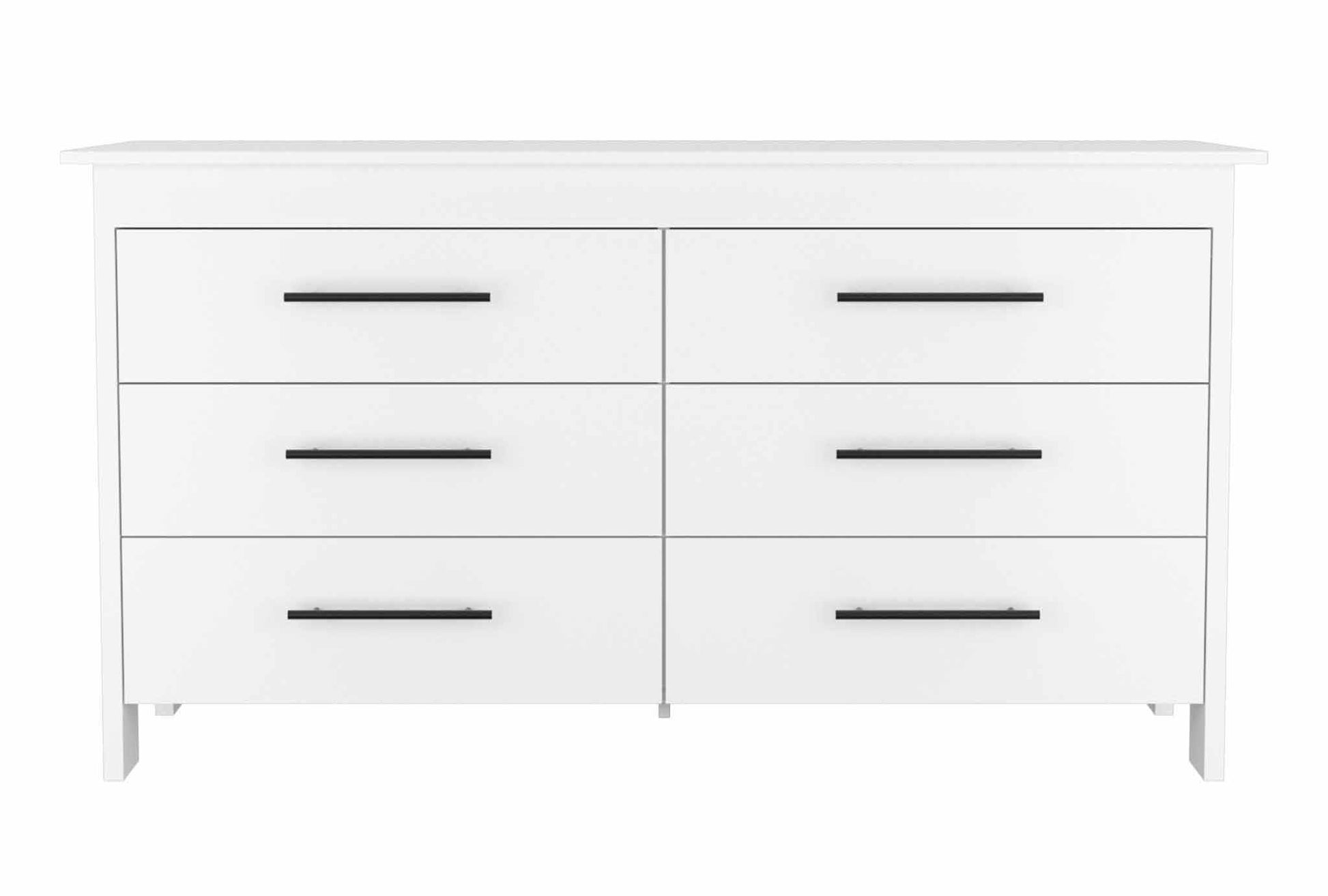 White Rectangle Dresser - 6 Spacious Drawers