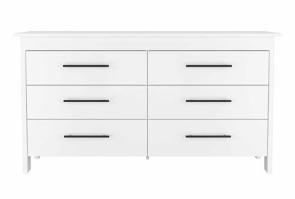 White Rectangle Dresser - 6 Spacious Drawers