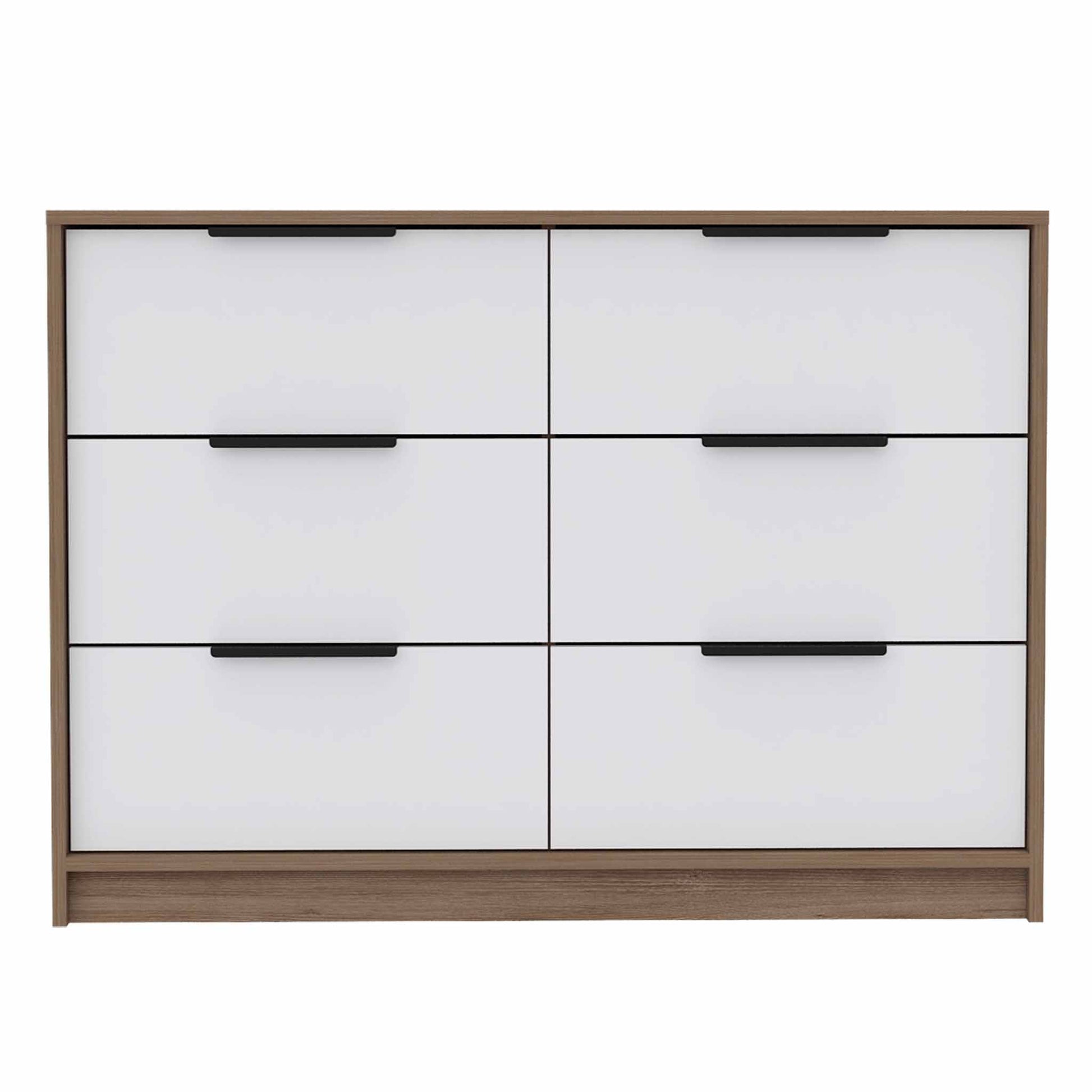 42" White Rectangle Dresser with 6 Drawers for Bedroom
