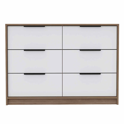 42" White Rectangle Dresser with 6 Drawers for Bedroom