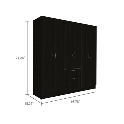 Wenge Bedroom Dresser 6-Door Armoire 63.78" Wide