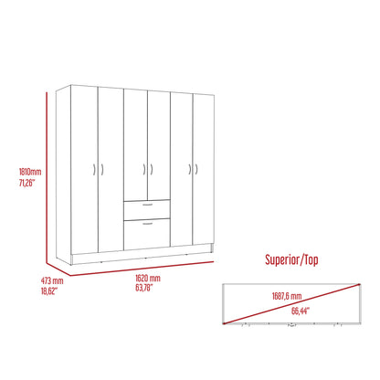Wenge Bedroom Dresser 6-Door Armoire 63.78" Wide