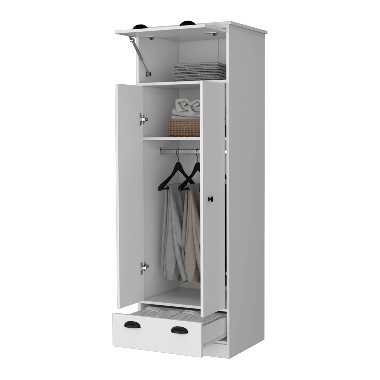 White Double Door Dresser - 70" Wide Storage