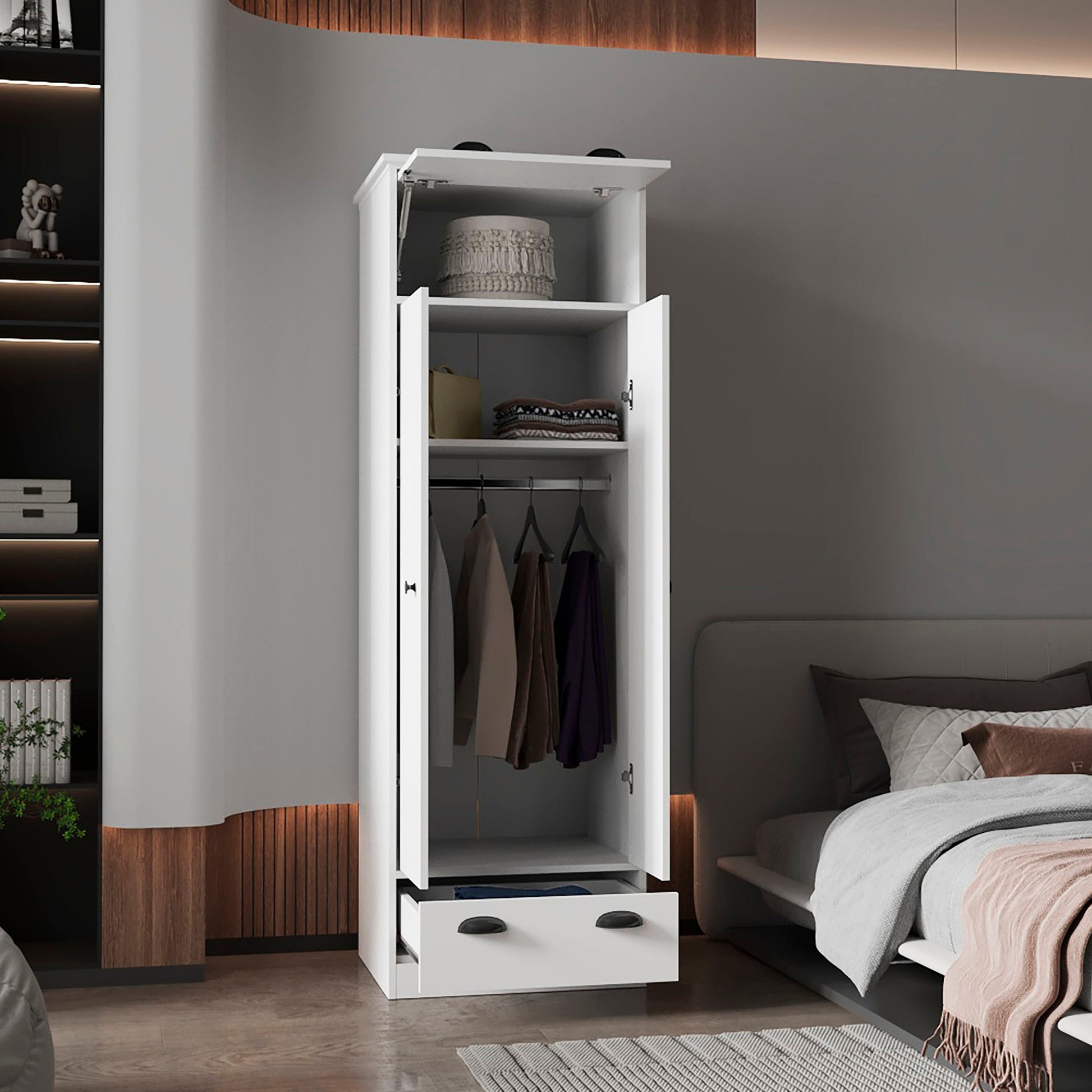 White Double Door Dresser - 70" Wide Storage