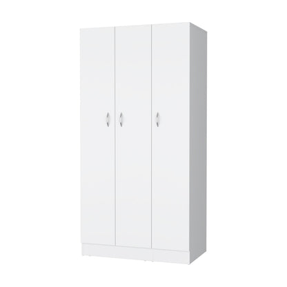White Engineered Wood Wardrobe with Drawers and Shelves for Bedroom