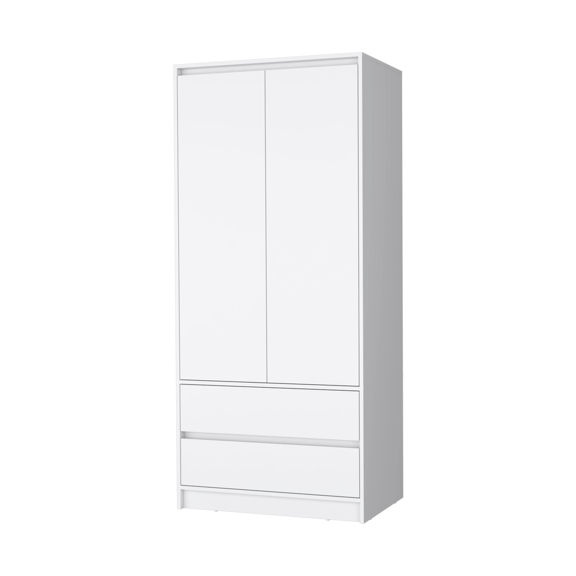 White 2-Drawer Armoire Bedroom Storage