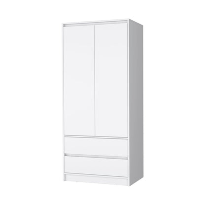 White 2-Drawer Armoire Bedroom Storage
