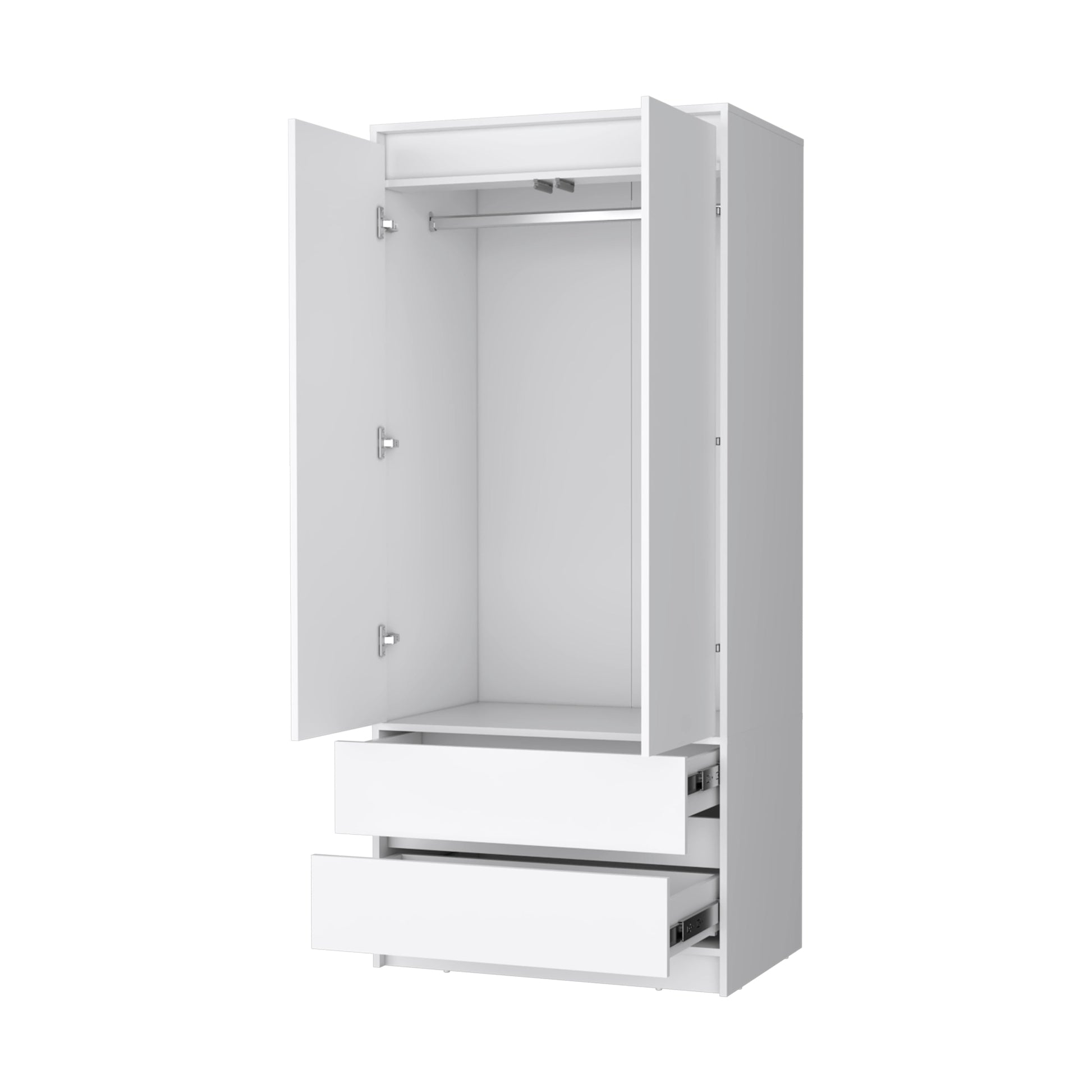 White 2-Drawer Armoire Bedroom Storage