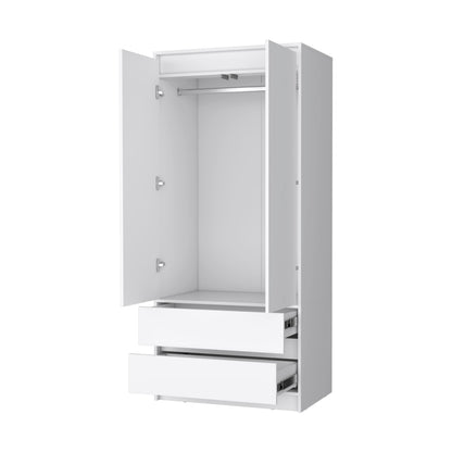 White 2-Drawer Armoire Bedroom Storage