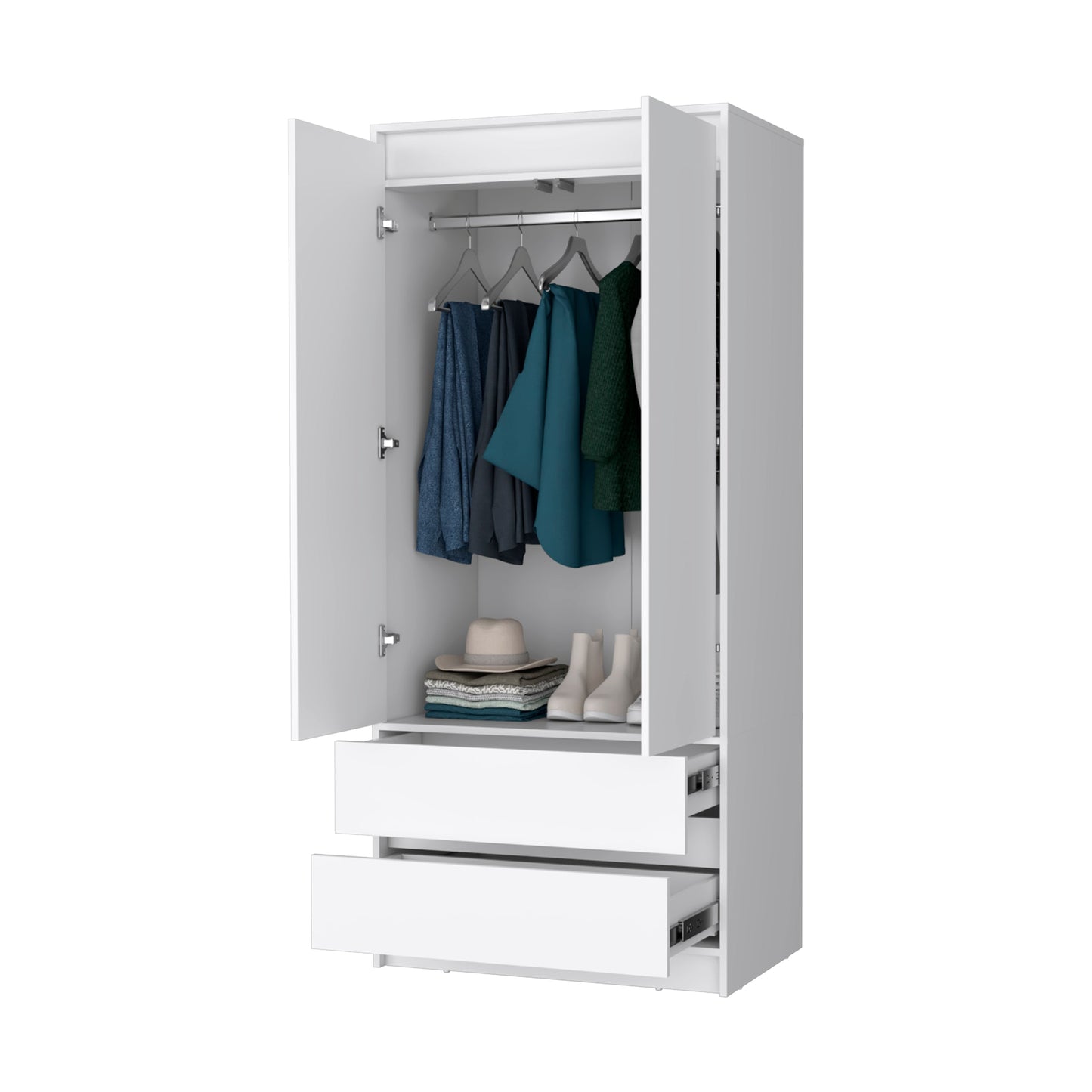 White 2-Drawer Armoire Bedroom Storage