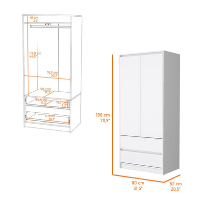 White 2-Drawer Armoire Bedroom Storage