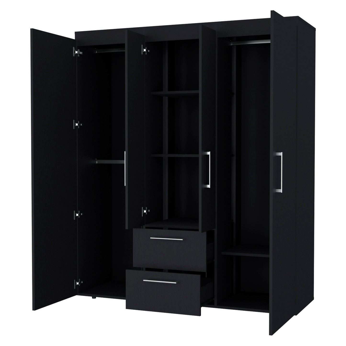 Wenge All-In-One 2-Door Armoire - Bedroom Storage