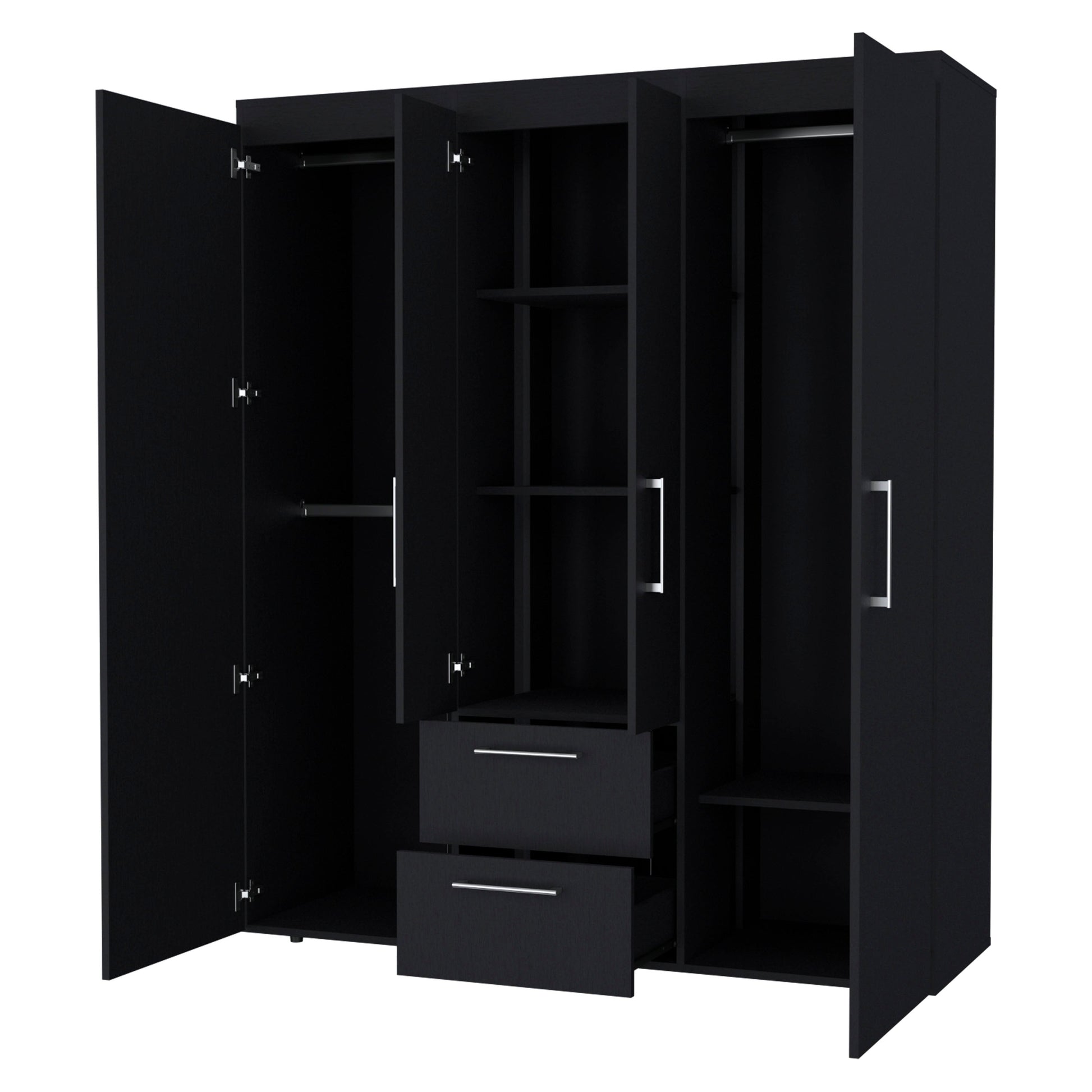 Wenge All-In-One 2-Door Armoire - Bedroom Storage