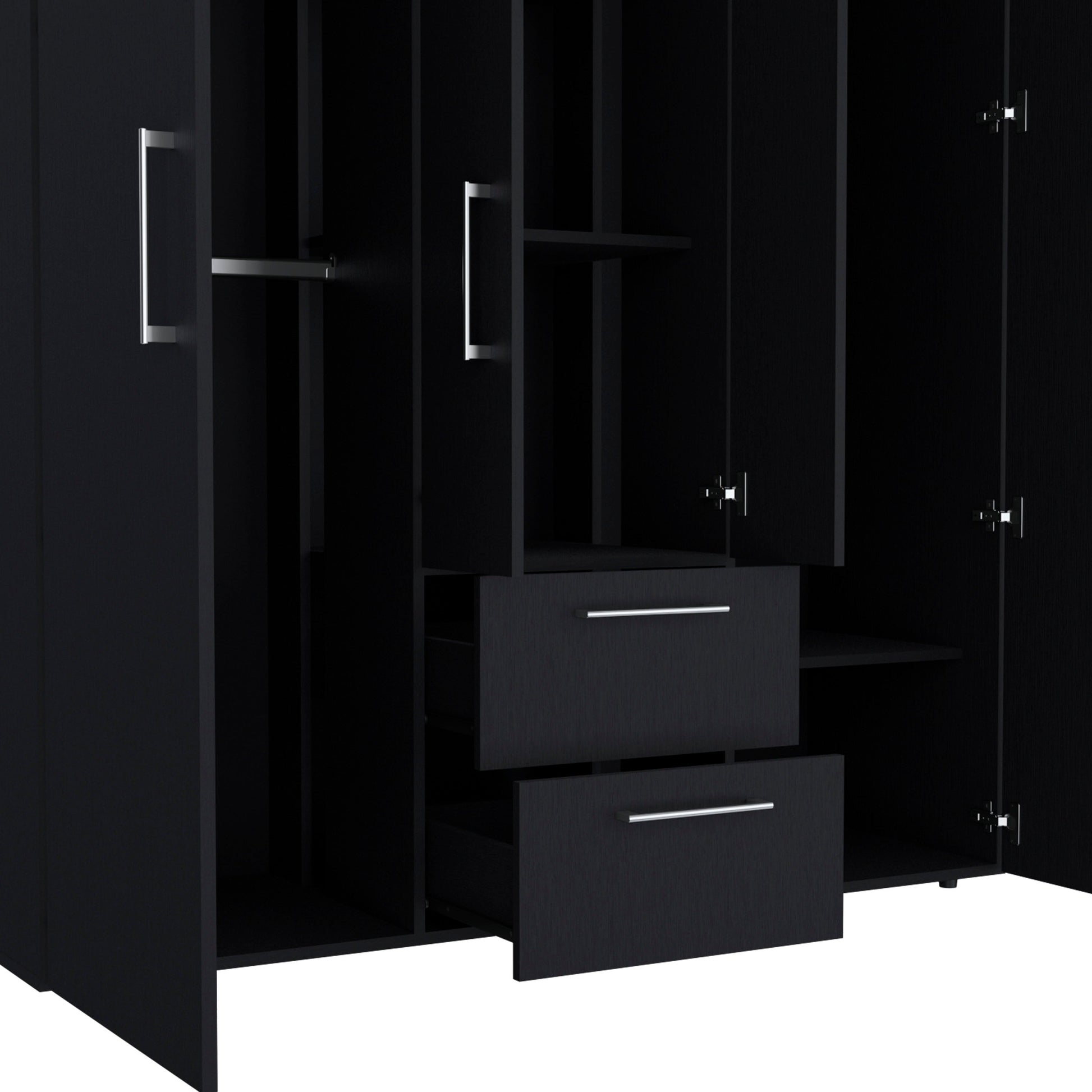 Wenge All-In-One 2-Door Armoire - Bedroom Storage