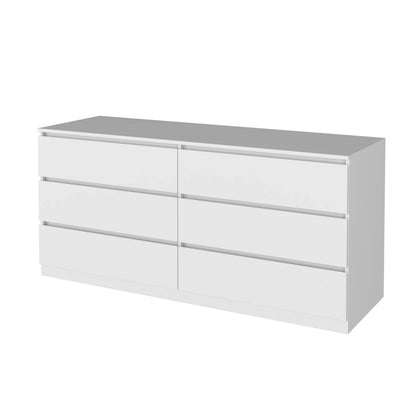 Quincy White Dresser - 6 Drawers, Hanging Rod for Bedroom