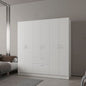 White 6-Door Wardrobe with Shelf and Drawer