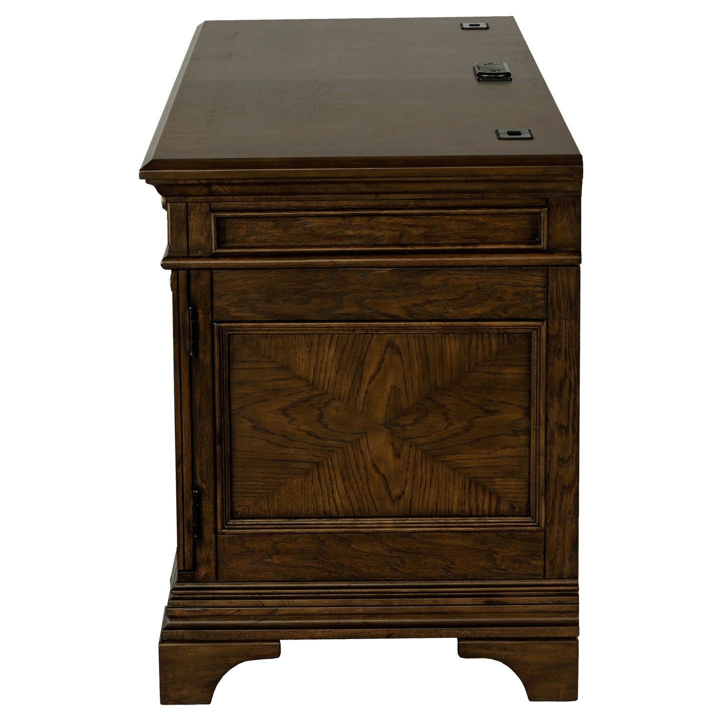 Stigham Burnish Oak 5-Drawer Credenza Office Desk - Solid Wood MDF