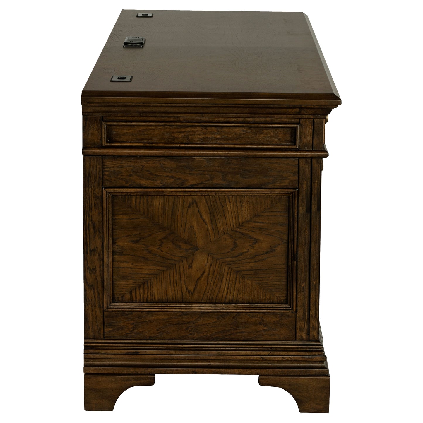 Stigham Burnish Oak 5-Drawer Credenza Office Desk - Solid Wood MDF