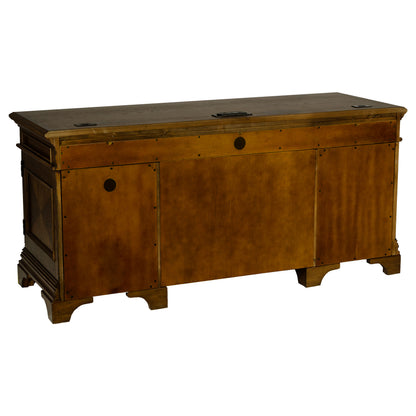 Stigham Burnish Oak 5-Drawer Credenza Office Desk - Solid Wood MDF