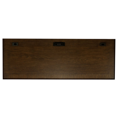 Stigham Burnish Oak 5-Drawer Credenza Office Desk - Solid Wood MDF