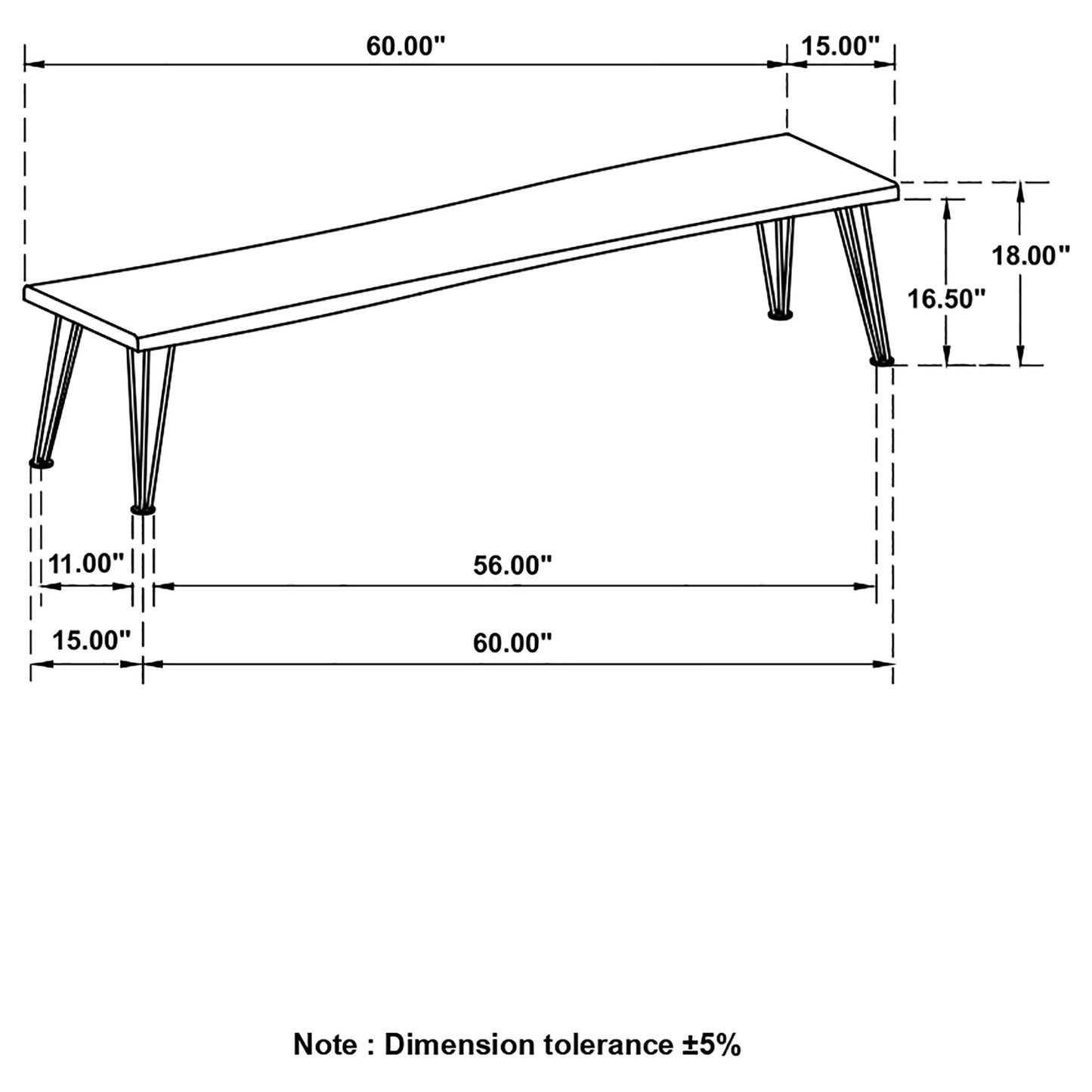 Natural Acacia Wood Dining Bench - 60" x 15"