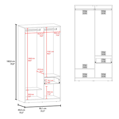 Matt Grey & Natural Oak 2-Door Wardrobe - Stylish Bedroom Storage