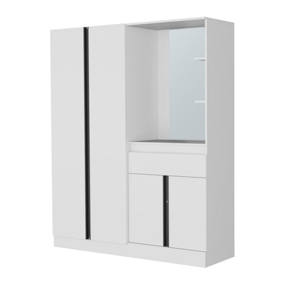 White Bedroom Dresser with Mirror & Storage