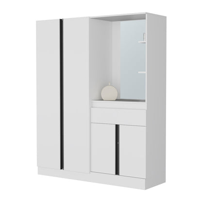 White Bedroom Dresser with Mirror & Storage
