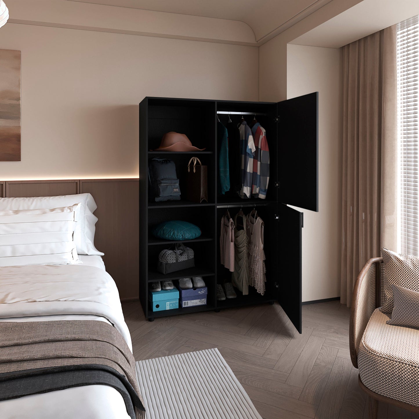 Wenge 2-Door Bedroom Wardrobe - 47.2" x 18.4"