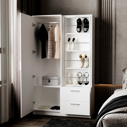 White Bedroom Armoire Wardrobe - 41.9" Wide