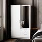 White Armoire Wardrobe with Open Storage and 2 Drawer