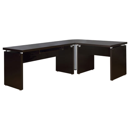 L-Shaped Cappuccino Engineered Wood Computer Desk for Office