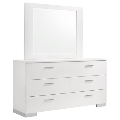 Dulcey White Dresser with Mirror - 6 Drawers, Modern Style