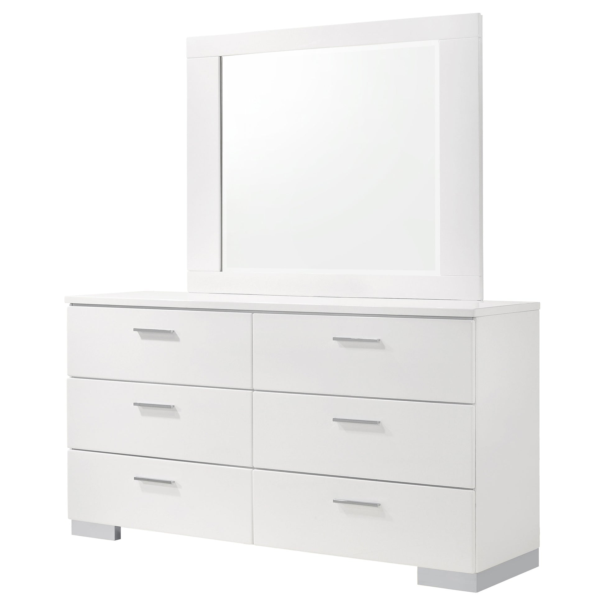 Dulcey White Dresser with Mirror - 6 Drawers, Modern Style
